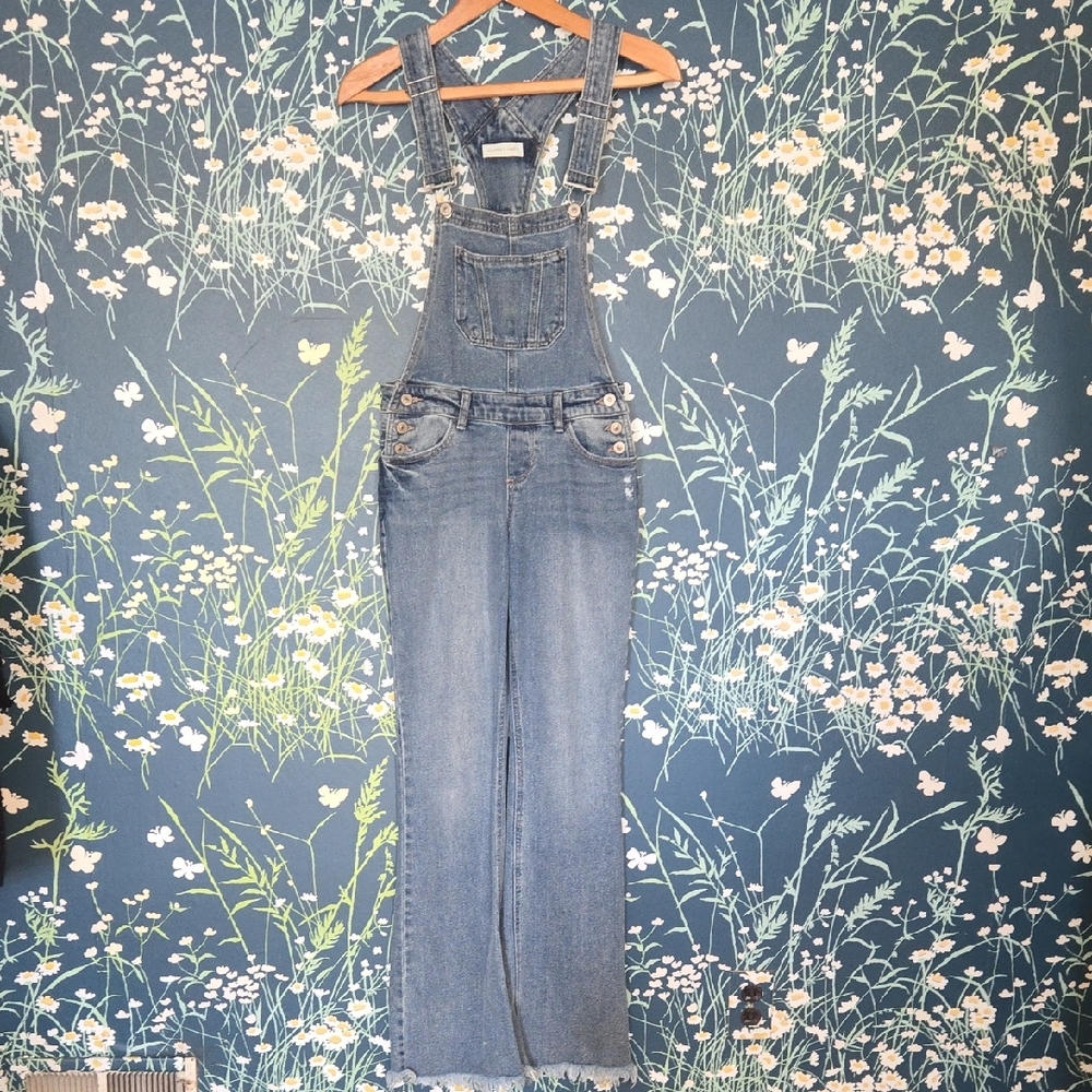 Happily Grey Denim Overalls 25 Straight Leg Flare